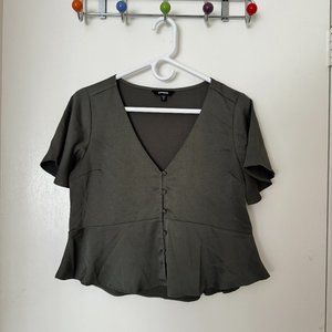 Express Flutter Sleeve Button Up Blouse